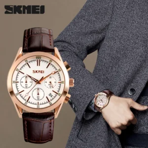 Men's leather watch Skmei 9127